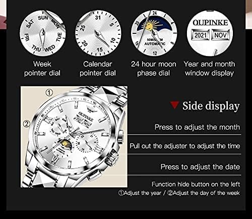 Image of OUPINKE Men's Skeleton Mechanical Watches Luxury Dress Automatic Self Winding Sapphire Crystal Waterproof Tungsten Steel Band Wrist Watches