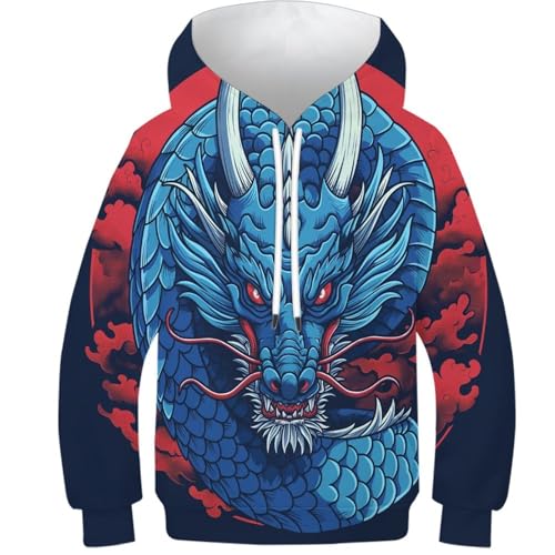 Sweat ado dragon 3D pull à capuche idée cadeau hiver famille
