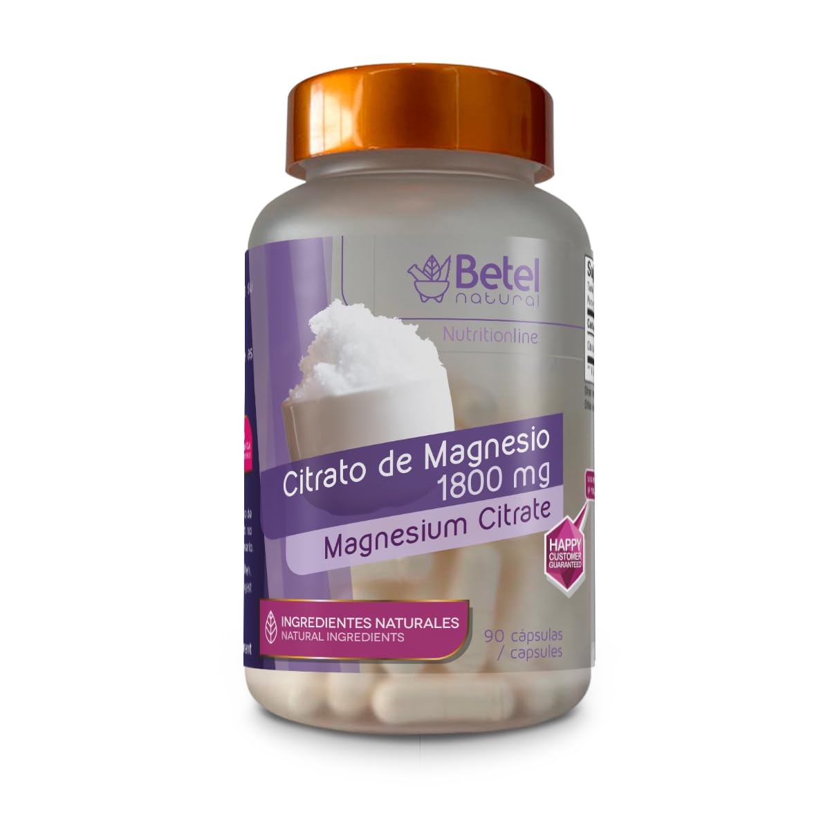 Magnesium Citrate/Citrato de Magnesio Capsules by Betel Natural - Easy Laxative Capsules - 1800 mg per Serving
