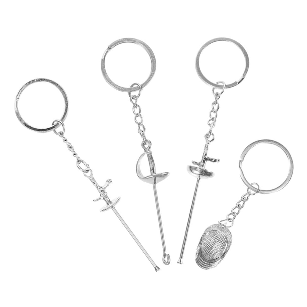 ibasenice 4 Stück Schlüsselanhänger aus Metall mit Fechtsport Motiv Tragbar und Dekorativ als Handtaschenanhänger oder Taschenverzierung für Fechtliebhaber