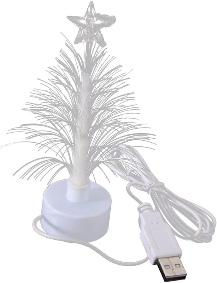 Christmas Tree Night Light Color Changing Fiber Optical Light USB Connection Lamp Festival Decor (Size : 6.5 x 6.5 x 12.5cm)