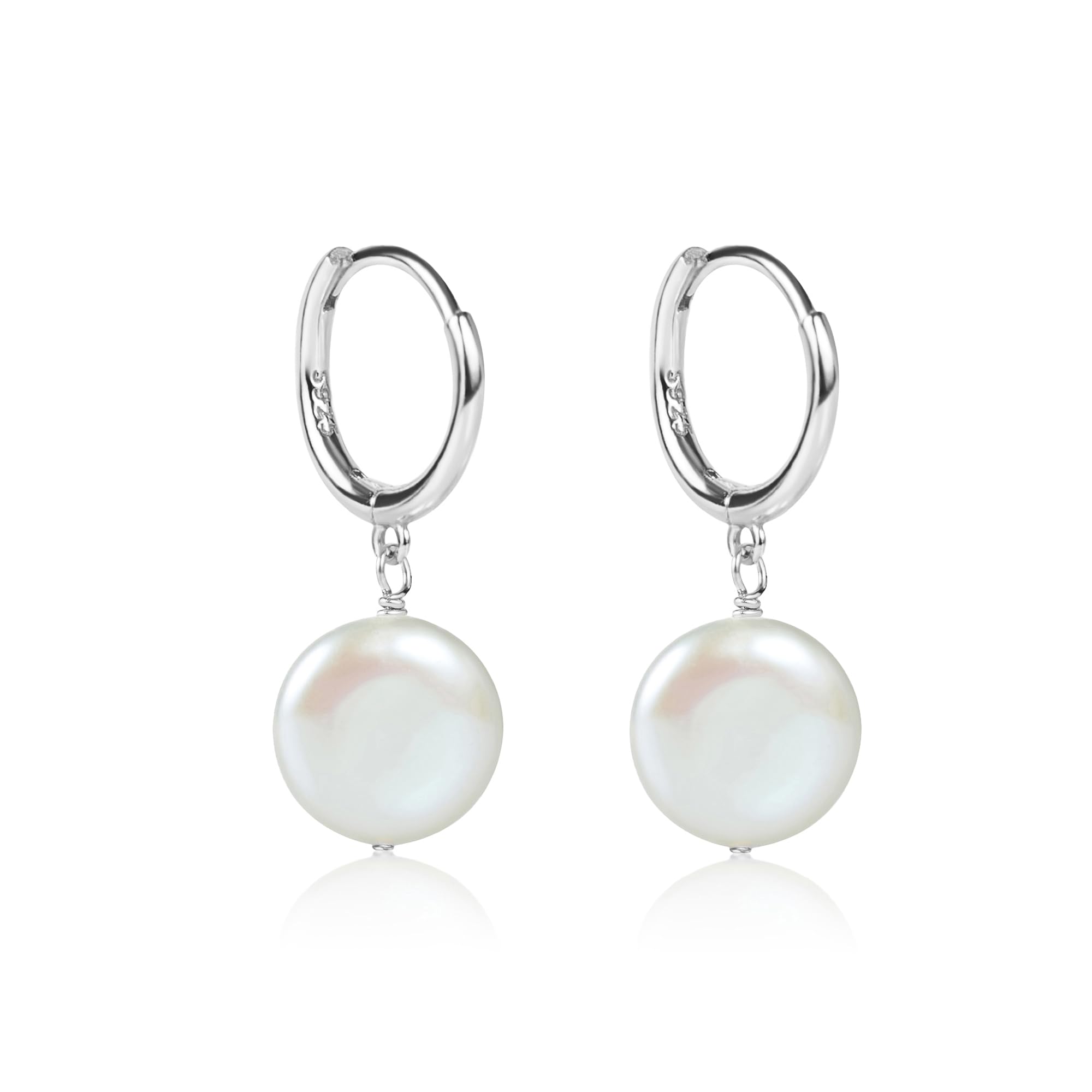 LILY LUSTRE Pearl Earrings for Women, 14k Gold Plated 925 Sterling Silver, AAAA Genuine Freshwater Cultured Pearls in Drop & Coin Shapes, Hoop &