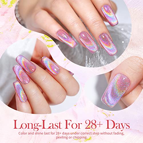 BORN PRETTY UV Nagellack Cat Magnetisch Eye Glitzer, Shellac Holografisch Gel Nagellack Magnetisch Regenbogen UV Lack… – Bild 3