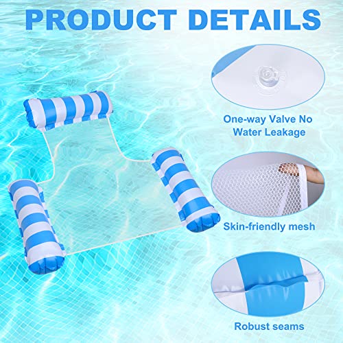 Halcyerdu Hamaca Flotante Piscina, 2pcs Hamaca Inflable con 2 Bomba de Aire y 2 Soportes para Bebidas, 4-En-1 Tumbona Hinchable Hamaca Flotante Piscina Juguetes para Piscina Playa (Azul y Rosa)