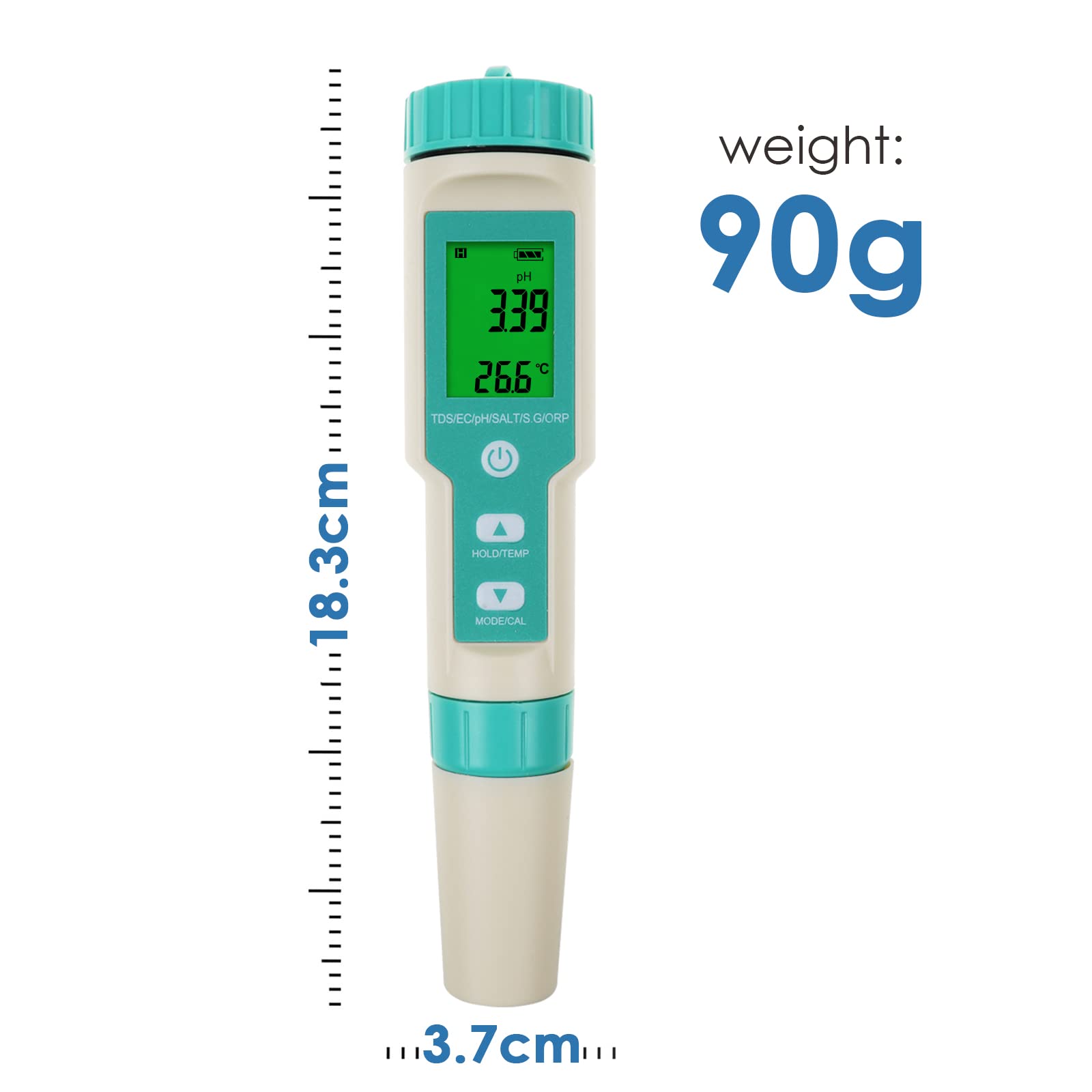 TEKCOPLUS Salinity Test d'eau de mer multifonction Type stylo Test de qualité de l'eau PH TDS EC ORP Salinité S.G. Testeur de température Hydromètre électronique étanche avec rétroéclairage