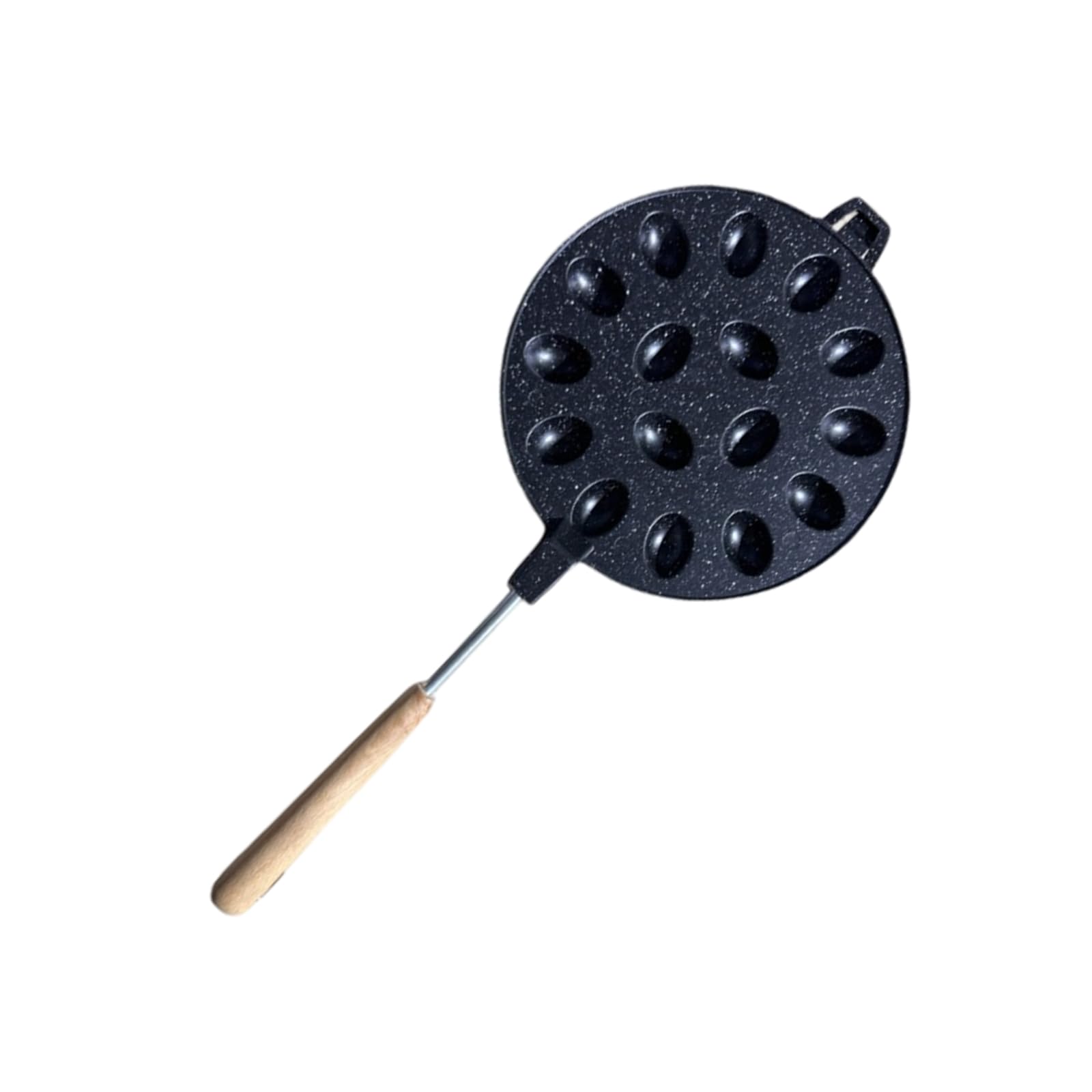 MICFENY Nonstick Cookie Maker Pan Oval Baking Tool for Nut Waffles and Pastries with Wood Handle Aluminum Alloy Bakewares