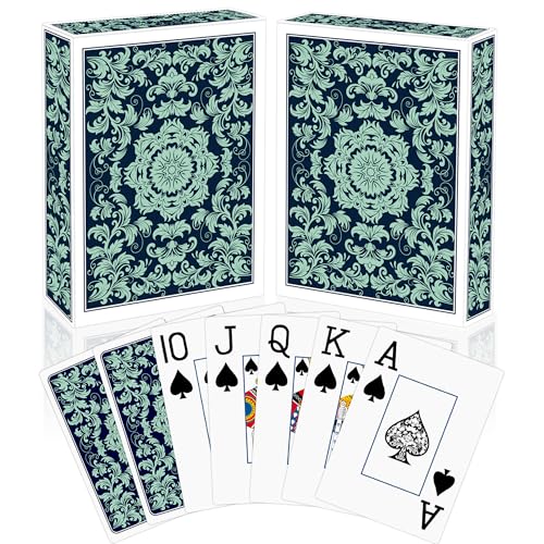Spielkarten, Kartenspiel, 2er-Pack, Pokerkarten-Set, Jumbo-Spielkarten für Erwachsene und Senioren, Kartenspiele für Familienspielabend, Party, Casino-Magie (grün)