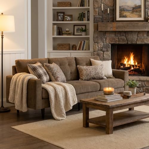 YESWOOD 83.85" Modern Sofa for Living Room, 3-4 Seater Chenille Couch, Stain & Water Resistant Fabric Heavy Duty Wood Frame, 1000 lbs Weight Capacity, Easy Assembly