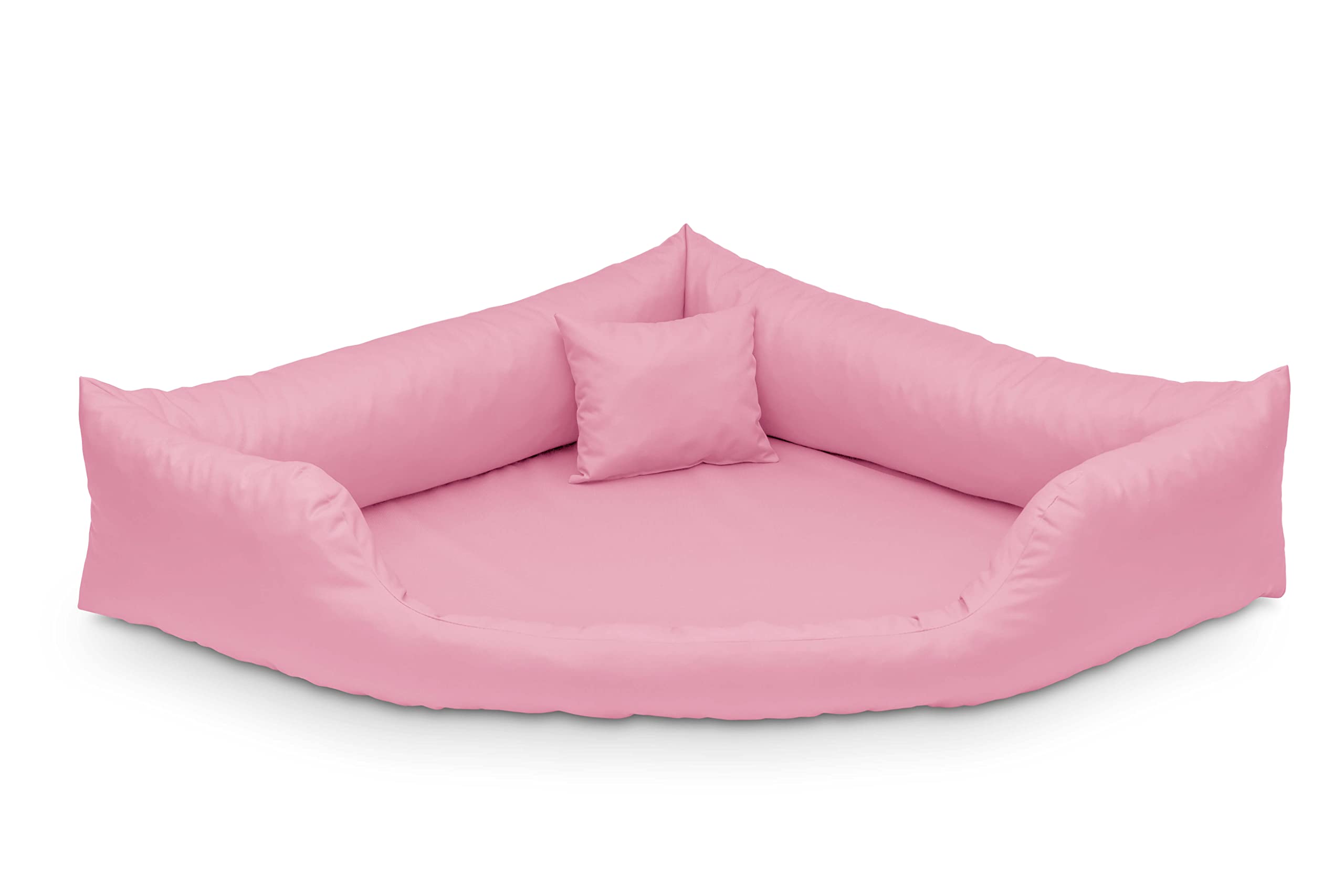 Juelle Cama Ortopédica para Perros, Cama Esquinera para Perros con Colchón Ortopédico para Perros Grandes, Funda Extraíble, Lavable a Máquina Dakota 2XL (120 x 90 cm, Rosa Claro)