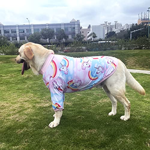 Pripre Dog Pink Unicorn T Shirts Colorful Sky/Rainbow Pattern Printed Pet Shirt Softable Pajamas For Large Dogs (L, Pink) #TOP5
