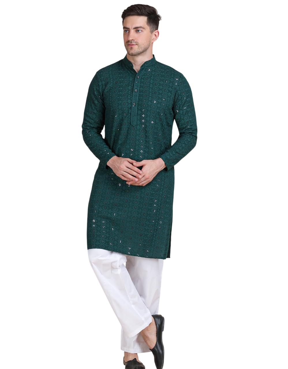 galad Men’s White Rayon Jacquard Kurta Pajama Set | Traditional Ethnic Wear for Wedding, Festive & Party-picture-35
