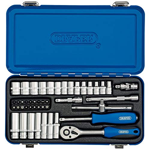 Draper 1/4" 45 Piece Square Drive Metric Socket Set | Micrometre Reversible Hand Tool |Soft Grip Ratchet | 12 Metrics Sockets Mechanics Car Tools | Metal Storage Case | Hex Bit Adaptor | 16365 1 Draper 1/4" 45 Piece Square Drive Metric Socket Set | Micrometre Reversible Hand Tool |Soft Grip Ratchet | 12 Metrics Sockets Mechanics Car Tools | Metal Storage Case | Hex Bit Adaptor | 16365