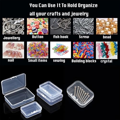 Image of Bead Organizers and Storage-28 Pcs Small Plastic Boxes,Mini Clear Plastic Storage Boxes with Lids,for Jewelry Making Organizer,Containers Hair Accessories, Earrings,Crafts,Sewing Supplies Bead Storage