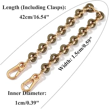 Green Donut Charm & Gold Chain Strap Extender for Handbag, Replacement Handle Link, Bag Connector with Clasps, Retro Chic