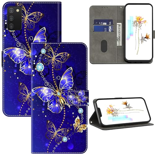Housse Samsung Galaxy A03S étui en cuir PU premium au motif raffiné de papillon diamant