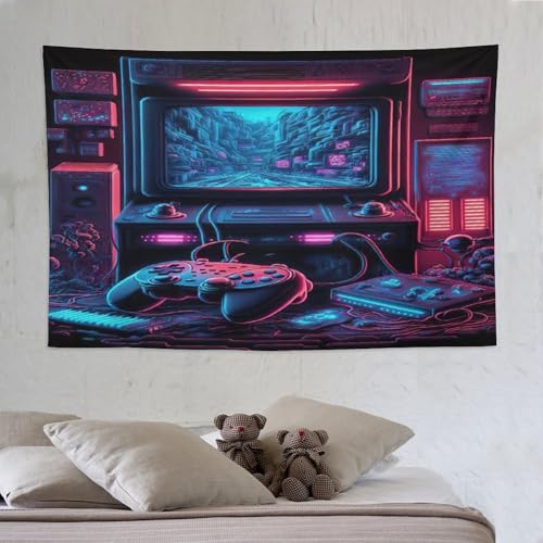 Tapisserie chambre gamer PAZZK tenture tissu murale pour masquer un mur blanc