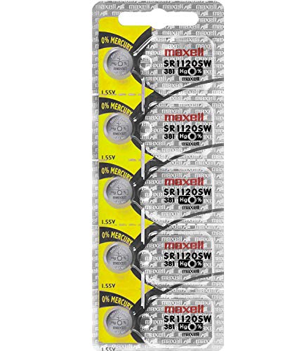 Maxell Batteries SR1120SW (381) Silver Oxide Watch Battery. On Tear Strip (Pack of 5)