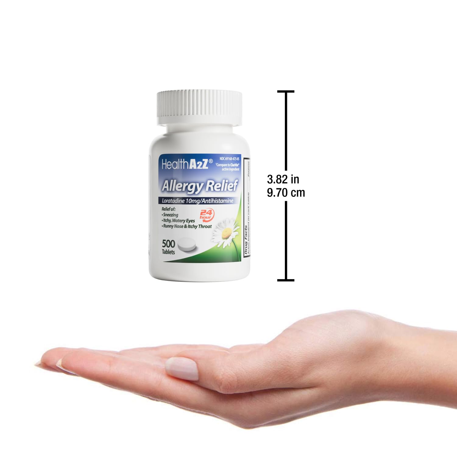 HealthA2Z® Allergy Relief, Loratadine 10mg Antihistamine, 500 Dye Free Tablets, Relief from Itchy Throat, Sneezing, Runny Noses, 24-Hours Allergy Medicine — Amazon image 3