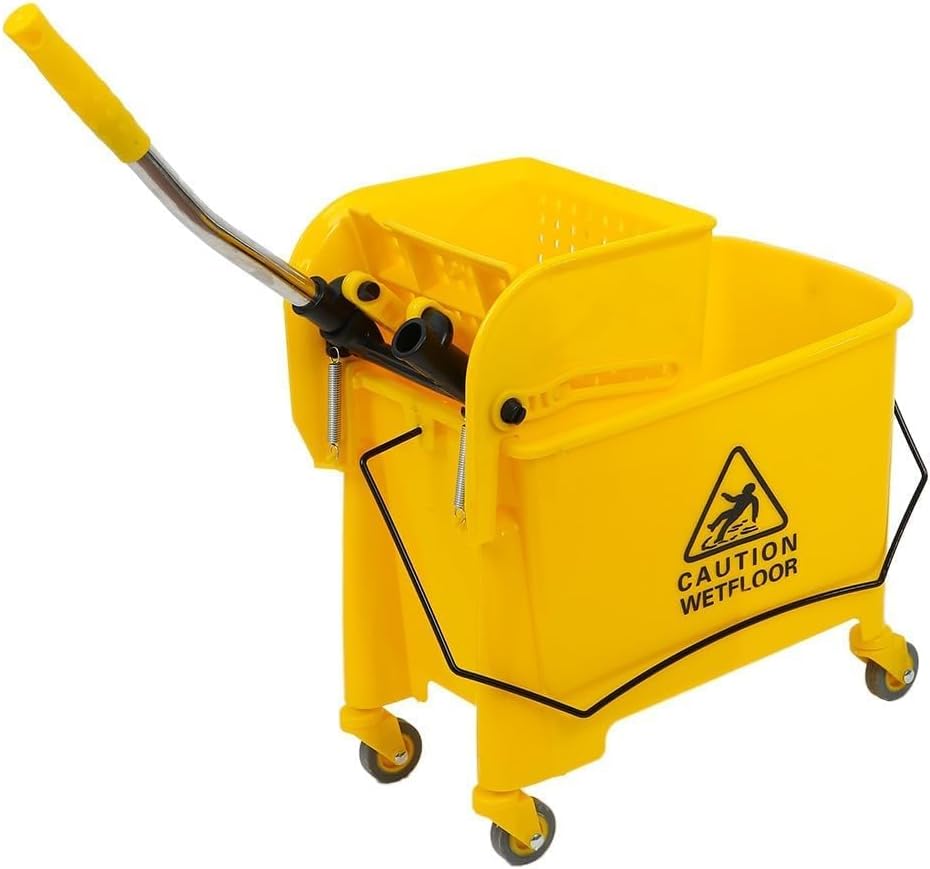 20L Gallon Commercial Mop Bucket with Wheels, Side Press Wringer Combo Mop Bucket for Restaurant Home Floor Cleaning Use