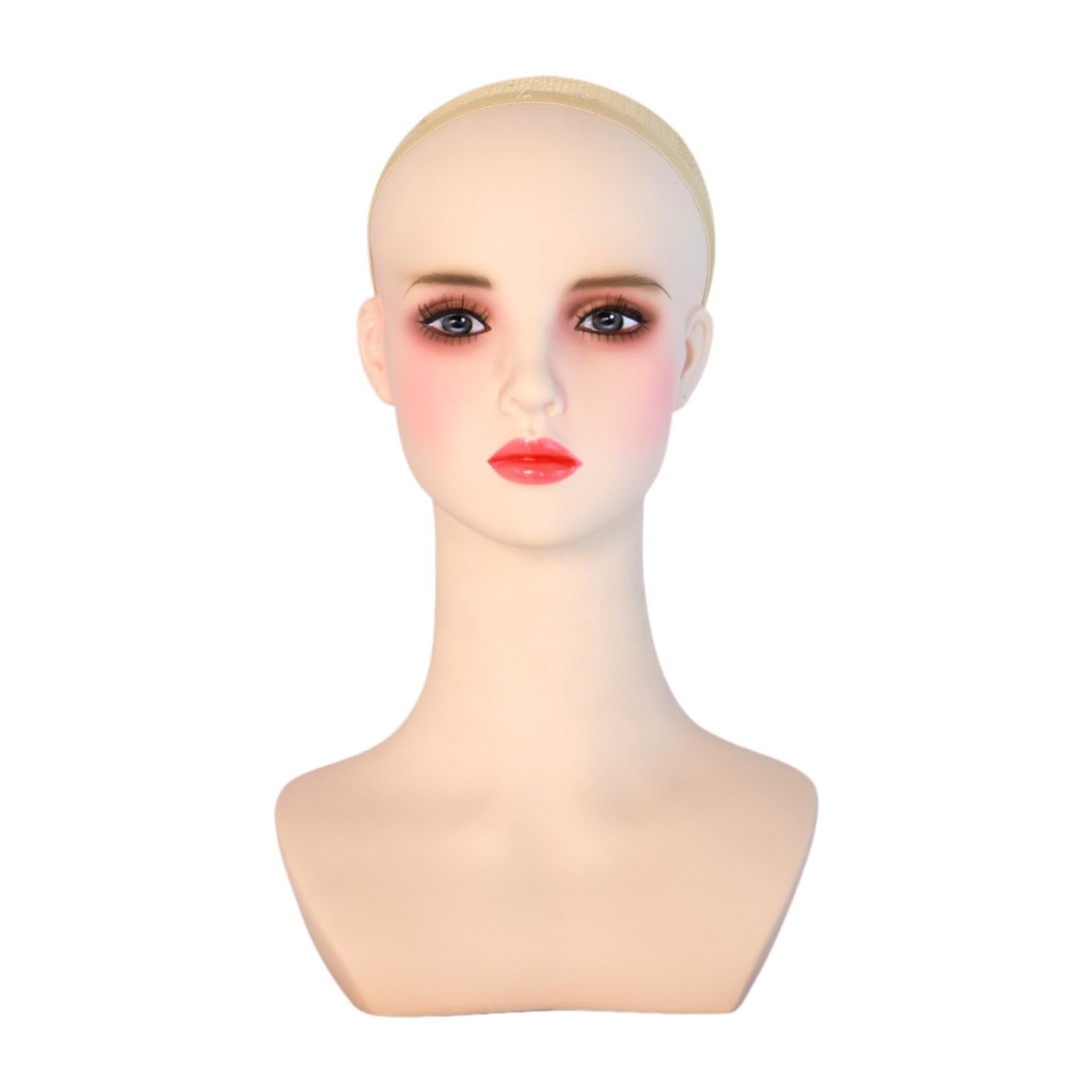 Cabeza de maniquí de cosmetología de PVC y soporte organizador de pelucas 8