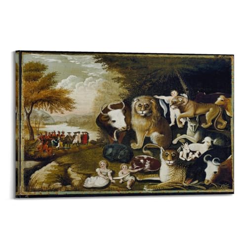 Impression sur toile Le Royaume de la paix d'Edward Hicks pour une décoration murale sereine
