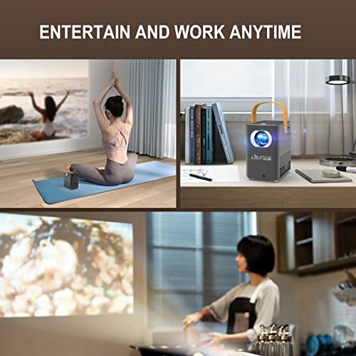 Image of Portable WiFi Bluetooth Projector, JIMTAB V1 Outdoor Projector Full HD 1080P Supported, Mini Movie Projector with Foldable Carry Bag Dual Speakers Surround Sound (With Blue Foldable Bag)