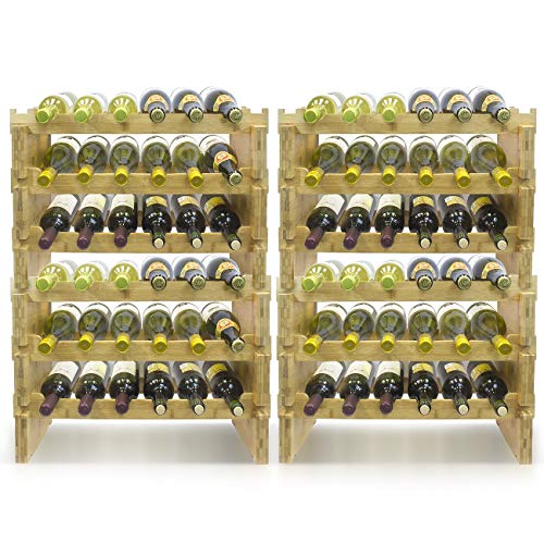 Sorbus Stackable Bamboo Wine Rack — Classic Style Wine Racks For Bottles — Perfect For Bar, Wine Cellar, Basement, Cabinet, Pantry, Etc. (3-Tier) #TOP2