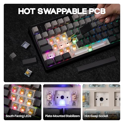 Image of MechLands EPOMAKER TH108 Full Size Mechanical Keyboard, Wireless Gaming Keyboard, 8000mAh Battery, Creamy Gasket, 108 Keys, Hot Swap, Custom Driver, RGB Backlights (Black, Sea Salt Silent Switch)