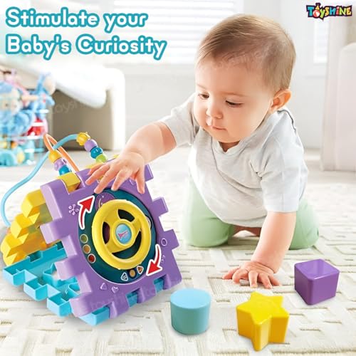 Image of Toyshine 6 in 1 Educational Shape Sorter Baby Activity Cube Montessori Toy Gift for Babies 6-18 Months, Multicolor