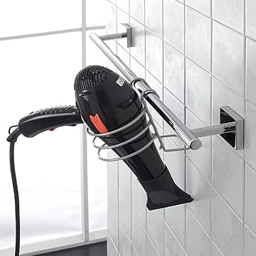 Generico Supporto con Gancio per Phono in Acciaio Satinato a Spirale con Gancio per Asta Porta Asciugamani