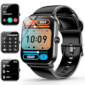 Smart Watch, 1.85″ Smartwatch for Men Women (Answer/Make Call), Heart Rate, Sleep Monitor, Pedometer, Activity Tracker, IP68 Waterproof Fitness Watch for Android iOS (Inches, 1.85)
