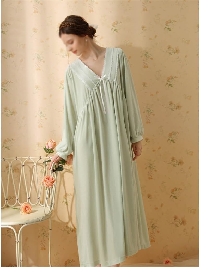 JSEIAJB Pajamas Long Home Sleeping Dress Women's Autumn and Winter Golden Velvet Plush Long Sleeve(Medium)