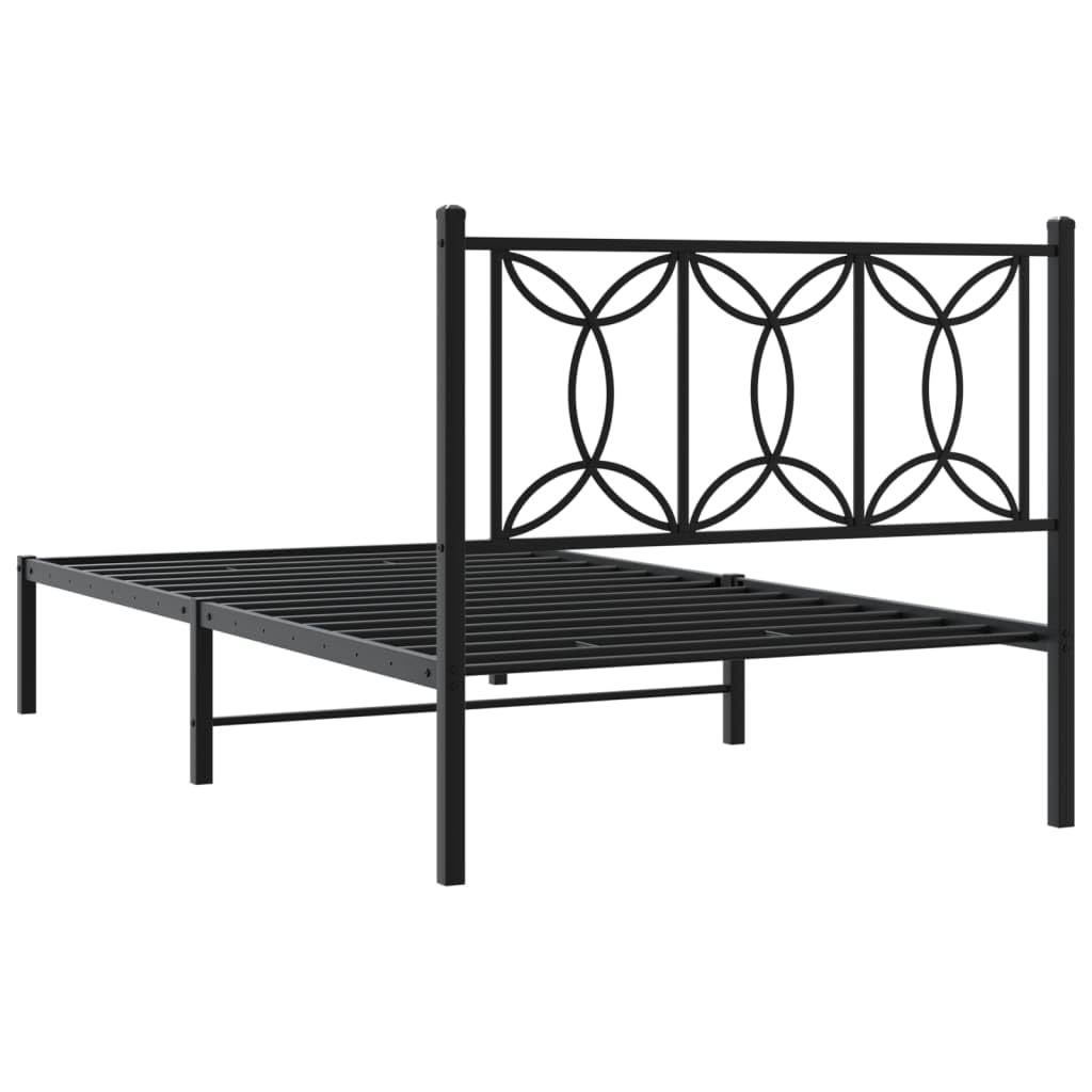 vidaXL Estructura de Cama con cabecero Metal Negro 100x190 cm, armazón de Cama, Cama, Muebles de Dormitorio, Marco de Cama, Cama Individual