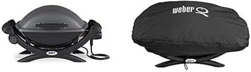 Weber Q 1400 - Parrilla eléctrica, gris oscuro con tapa