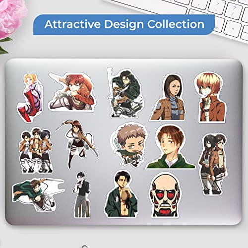 Image of FlyBuyHub Attack On Tittan Aesthetic Vinyl Journal Stickers for Phone Case, Laptop, Notebook, Water Bottle, Etc Self-Adhesive Stickers Set of 50 Glossy and Waterproof Stickers (Attack On Tittan)