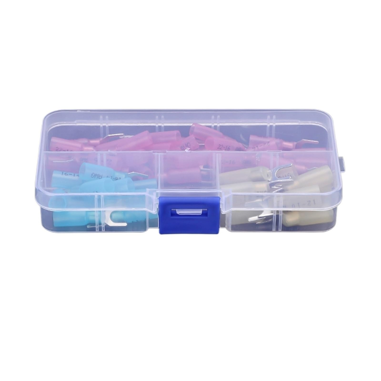 Umexidra Mixed Color 100Pcs Ring Insulated Wire Connector, U Forked Insulated Heat Shrink Crimp Terminal Connector Copper Multicolor 50/100 Pcs(Mixed Color 100Pcs)
