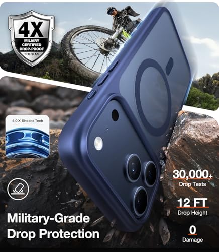 Image of TORRAS Shockproof Case for iPhone 17 Pro | Mil-Grade Protection | Fit for MagSafe | Translucent Cover Anti-Fingerprint&Scratch | Camera Control | Premium Imported | Guardian.M 6.3'' Deep Blue