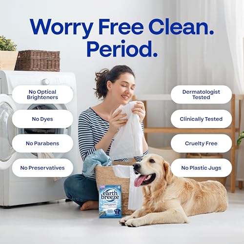 Image of Earth Breeze Laundry Detergent Sheets Calming Lavender - 60 Loads - Eco Laundry Sheets - Travel Laundry Soap Sheets for Hot & Cold Cycles - Tackles Tough Stains & Odors - Gentle on Skin, 30 Ct
