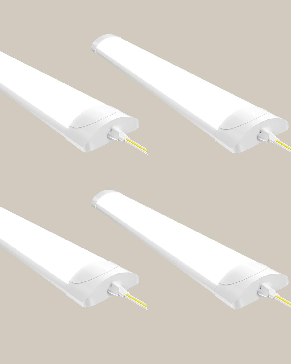 Worshow 4ft LED Batten Light 115cm Ceiling Fitting Tube Lights, 40W 4800LM 4500K Linkable Daylight - Hanging or Surface Mount Strip Light, Fluorescent for Garage Office Workshop Bedroom Kitchen,4pack