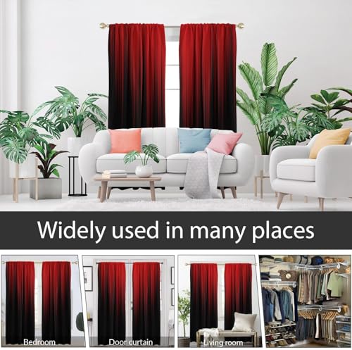 AAtter Red Black Window Curtains, Room Darkening, Long Wide 52" W x 84" L by AAtter - Used condition - Image 4