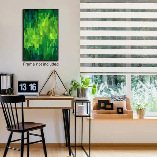 Cuadros estilo pixel art GDJSMIN con diseño abstracto de bloques verdes 60x80 cm 4