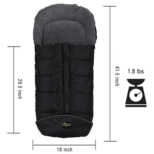 Miniatura 5 de CozyMe Saco para cochecito, manta aislada para cochecito, bolsa de invierno repelente al agua para cochecitos, apertura central, altura ajustable,