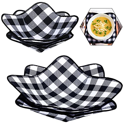 4 Pieces 2 Sizes Bowl Holders Sponge And Microfiber Small Bowls Large Bowls Holder For Microwave Heat Plate Bowl Food Warmer For Home Kitchen And Hot Bowl Holder (Black And White) #TOP28