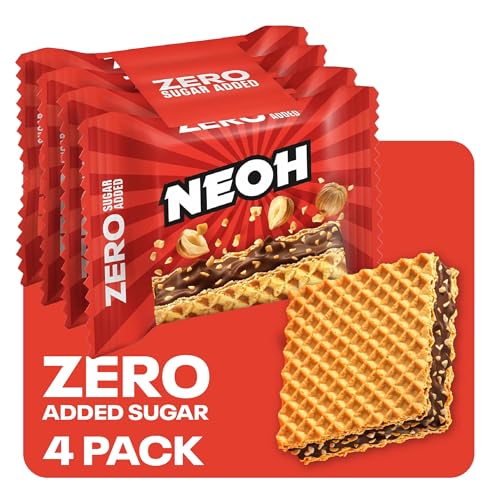NEOH Haselnuss-Knusperwaffeln | 1g Zucker, 95 kcal, 21g | Keto-freundlich, Low-Carb, ballaststoffreich | Die neue Alternative zu traditionellen Süßigkeiten | 4 x 21g