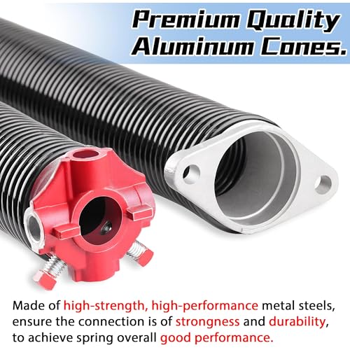 Image of Pair of 2 inch Garage Door Spring(0.207X2 inchX22 inch) with Winding Bars, L&R | For Standard Residential Garage Doors, Black-Coated, Oil-free & Easy DIY, Includes Manual & Gloves, 16,000+Cycles