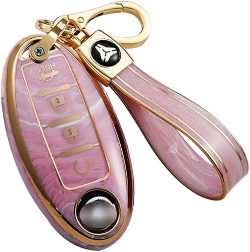 ontto Compatible con Nissan Smart Remote Key Fob Cover Protección completa, Rosado