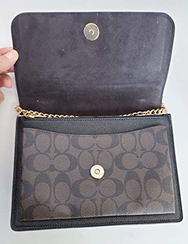 Coach Women's Klare Crossbody Shoulder Handbag In Crossgrain Leather & Signature Coated Canvas (Brown/Black/Gold) #TOP4