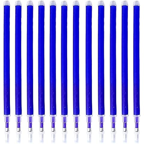SENRISE 12Pcs Refills for Erasable Pens, 0.7mm Erasable Pen Refills with Blue Ink (Blue) Cover