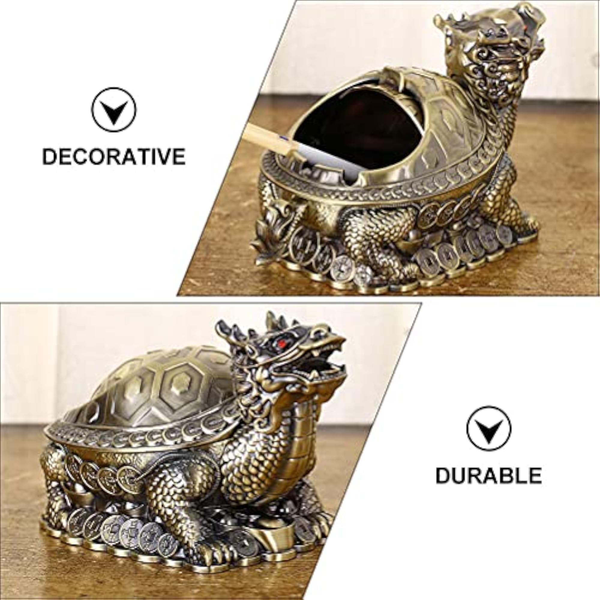 Creative Household Ashtray with Lid, Retro Design