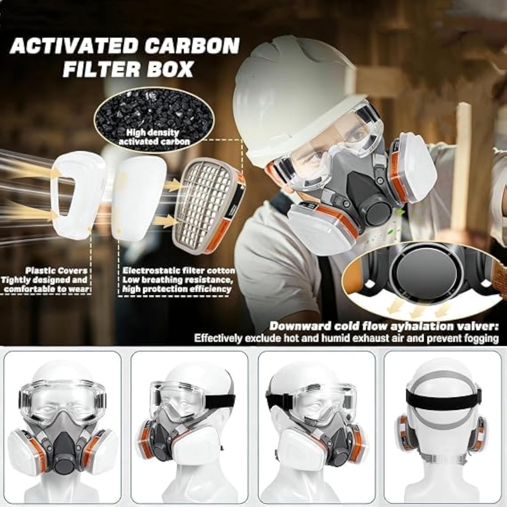 Reusable Respirator Gas Mask Face Cover with Filters